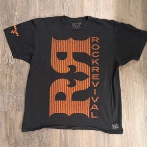 Rock Revival Black and Orange Men's T-Shirt